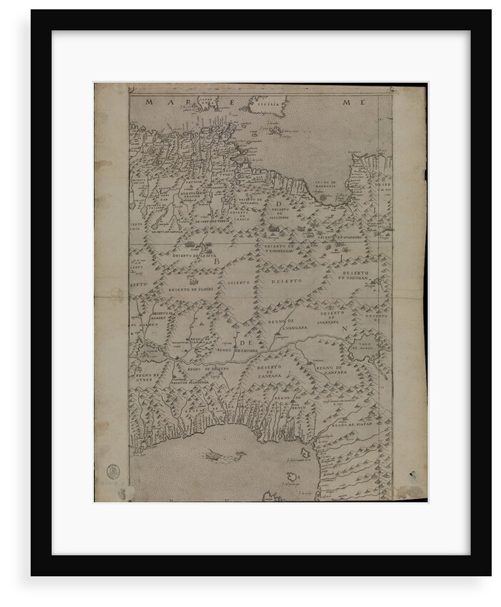 Map of Africa, 1564 - 1 of 8 sheets by Giacomo Gastaldi