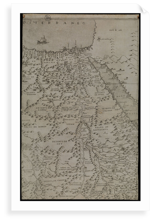 Map of Africa, 1564 - 1 of 8 sheets by Giacomo Gastaldi