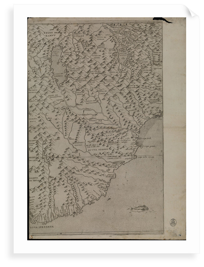 Map of Africa, 1564 - 1 of 8 sheets by Giacomo Gastaldi