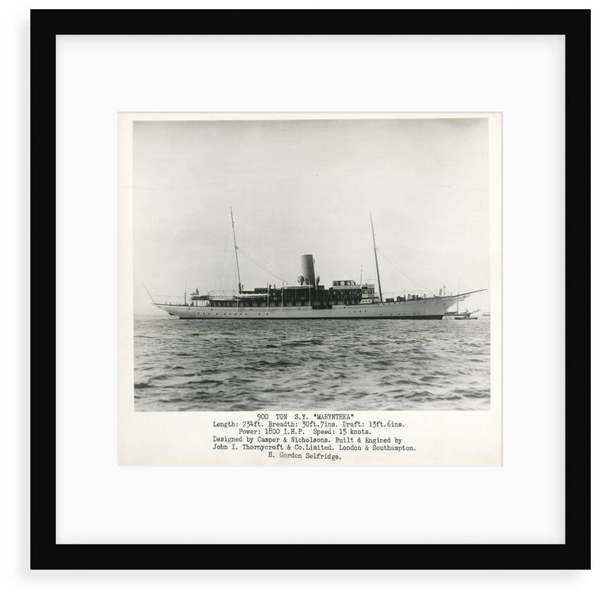 Photograph of S.Y Marynthea (1911) by H Gordon Selfridge