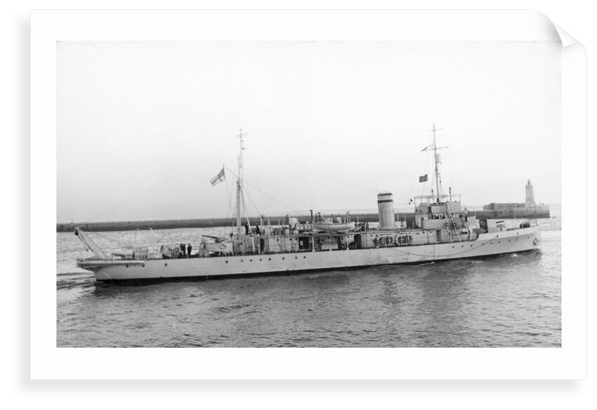 Photograph of the HMS 'Stoke' leaving Malta in January 1937 by Grand Studio