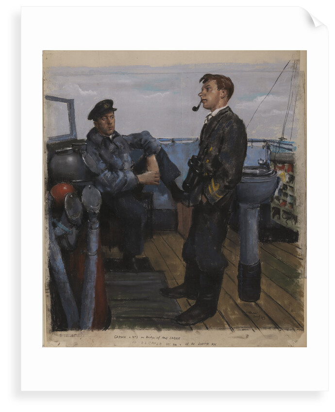 Captain and No 1 on Bridge of the 'Sabre' by William Dennis Dring