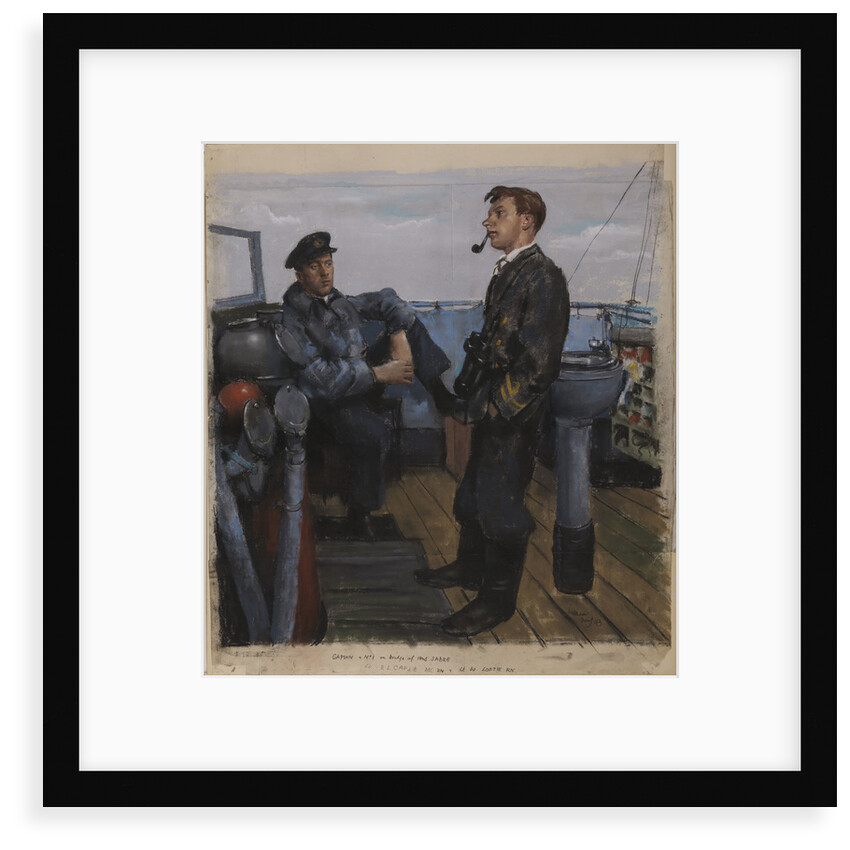 Captain and No 1 on Bridge of the 'Sabre' by William Dennis Dring