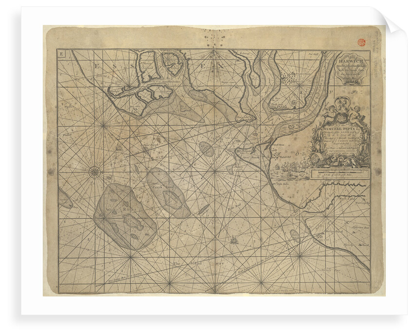 Chart of the North Sea dedicated to 'Ye Honble Samuel Pepys Esq by Captain Greenvil Collins Hydrog to the King 1686' by Captain Greenville Collins