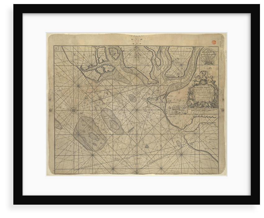 Chart of the North Sea dedicated to 'Ye Honble Samuel Pepys Esq by Captain Greenvil Collins Hydrog to the King 1686' by Captain Greenville Collins