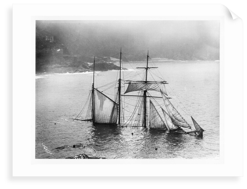 Photograph of Mildred (1889) wrecked off Gurnard’s Head, Cornwall, 1912 from the Gibson collection by Gibson's of Scilly Shipwreck Collection
