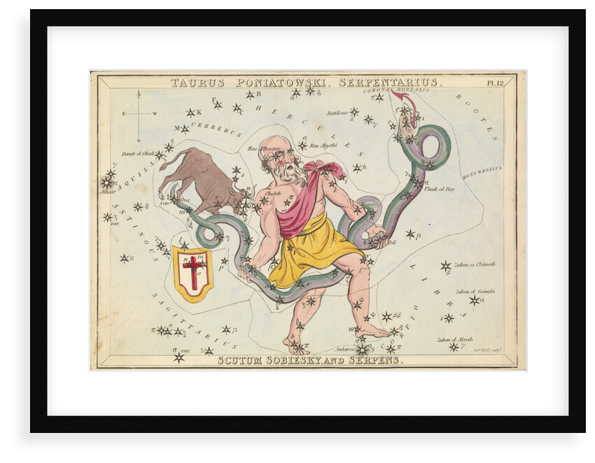 Taurus Poniatowski, Serpentarius, Scutum Sobiesky and Serpens by Sidney Hall