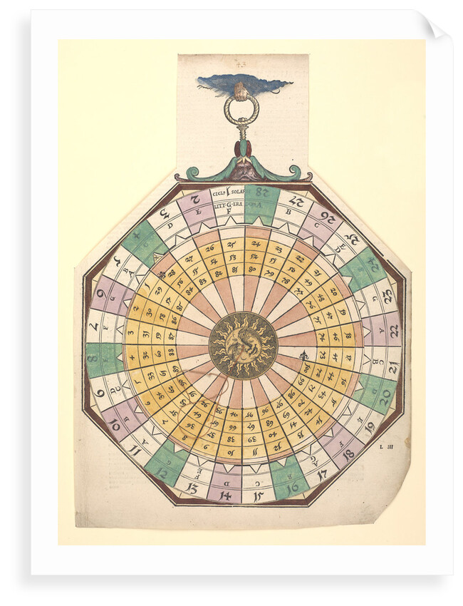 Volvelle for finding the solar cycle, the dominical letter and leap years by Peter Apian