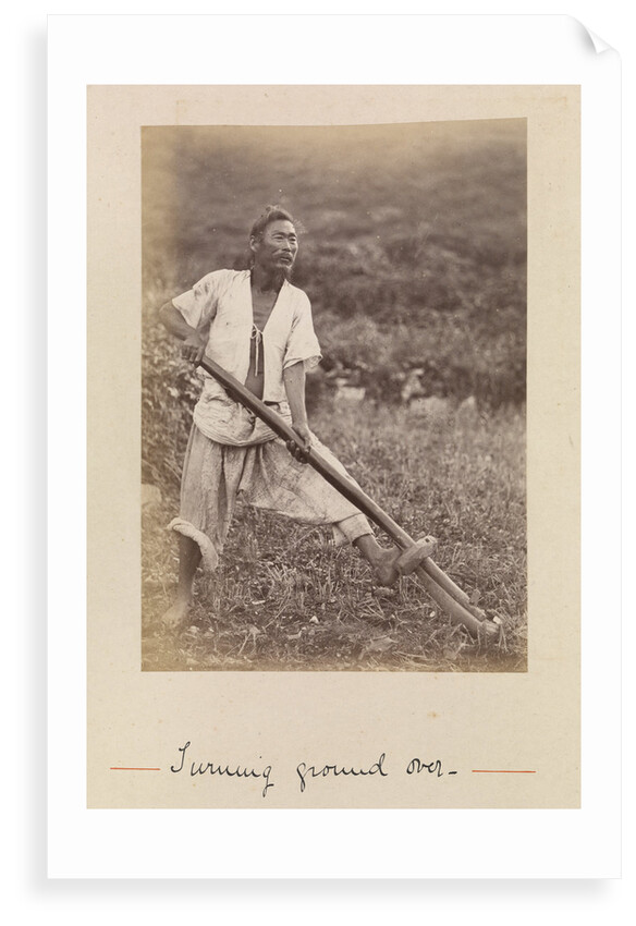 'Turning the ground over' A man with a foot plough by Sir Richard Vesey Hamilton