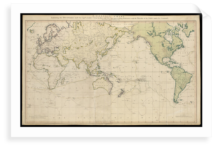 A general chart exhibiting the discoveries made by Captain James Cook in this and his two preceding voyages with the tracks of the ships under his command. By Lieut Henry Roberts of His Majesty's Royal Navy by Lieutenant Henry Roberts