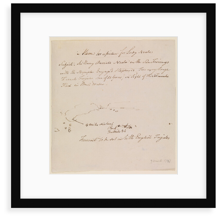 'Mem: for a picture for Lady Neale. Sir Harry Burrard Neale in the 'San Fiorenzo', with the 'Nymphe', taking the 'Resistance' and 'Constance', 9 March 1797 by Unknown