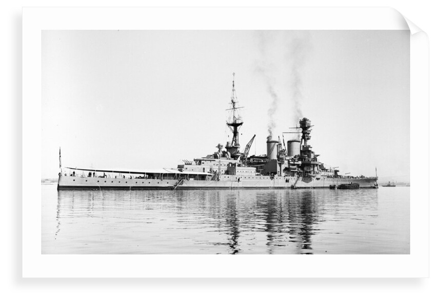 Photograph of battlecruiser HMS 'Repulse' (1916), a starboard quarter view, circa 1939 by unknown