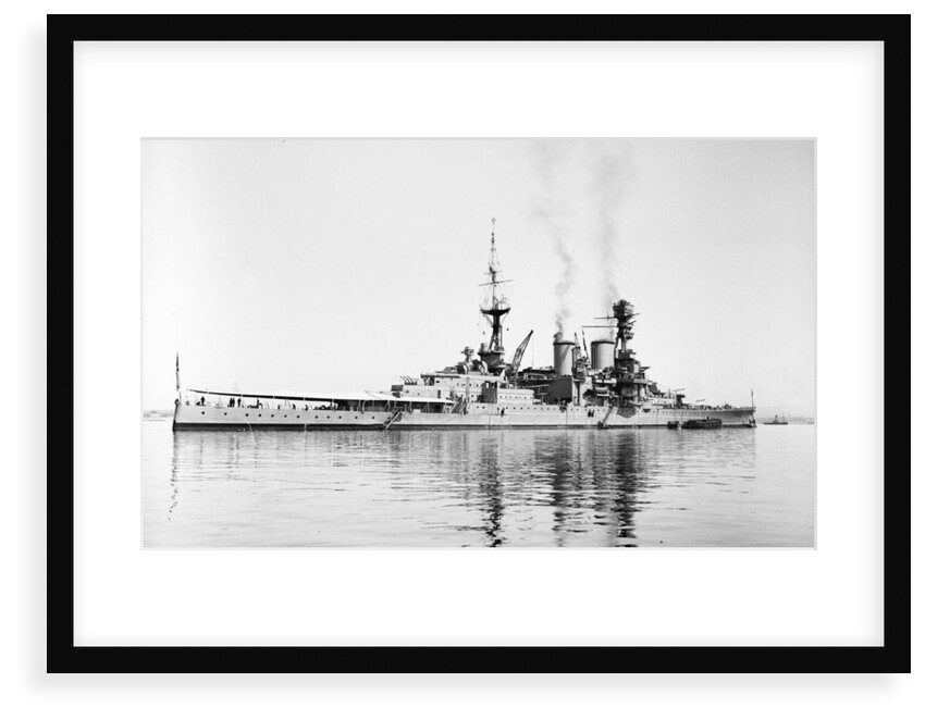 Photograph of battlecruiser HMS 'Repulse' (1916), a starboard quarter view, circa 1939 by unknown