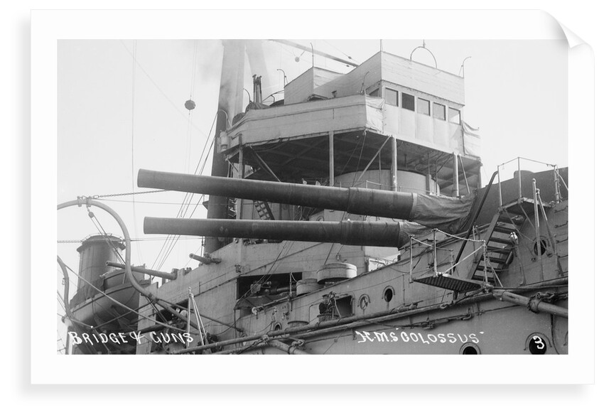 Battleship HMS 'Colossus' (1910), close-up of bridge by unknown