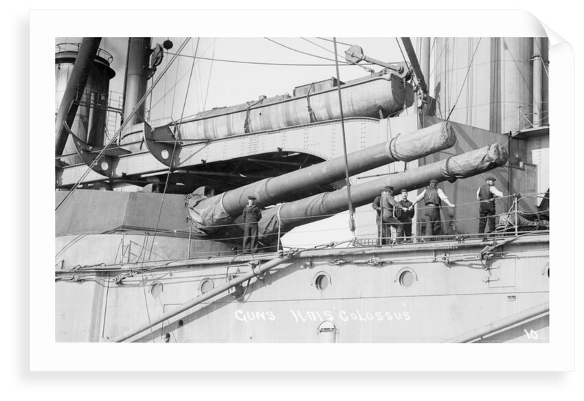 Battleship HMS 'Colossus' (1910) close up, amidships by unknown