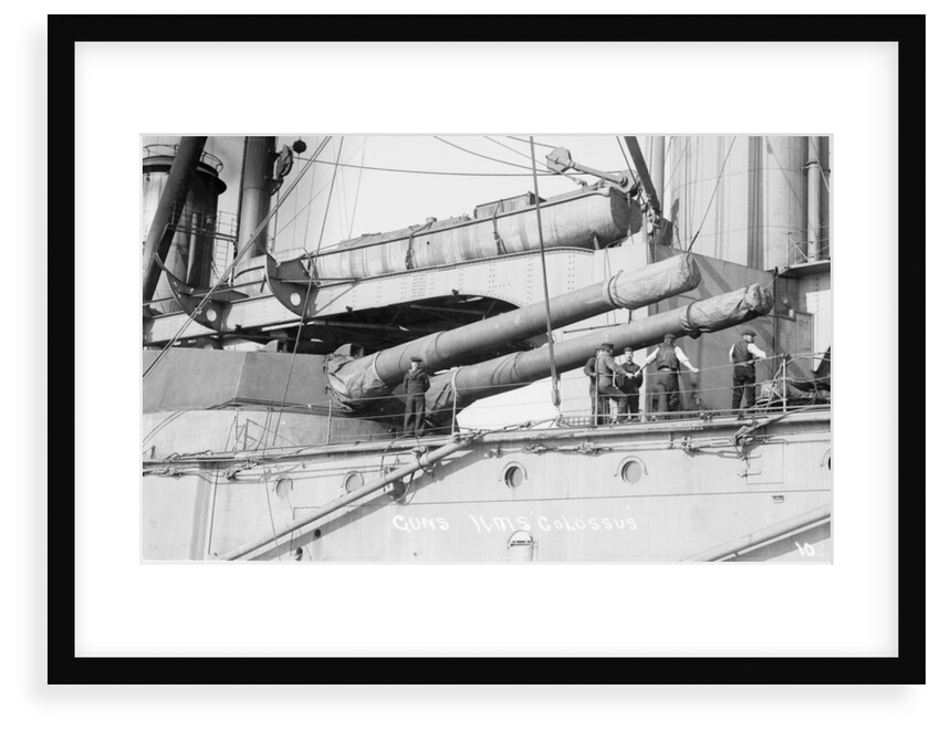 Battleship HMS 'Colossus' (1910) close up, amidships by unknown