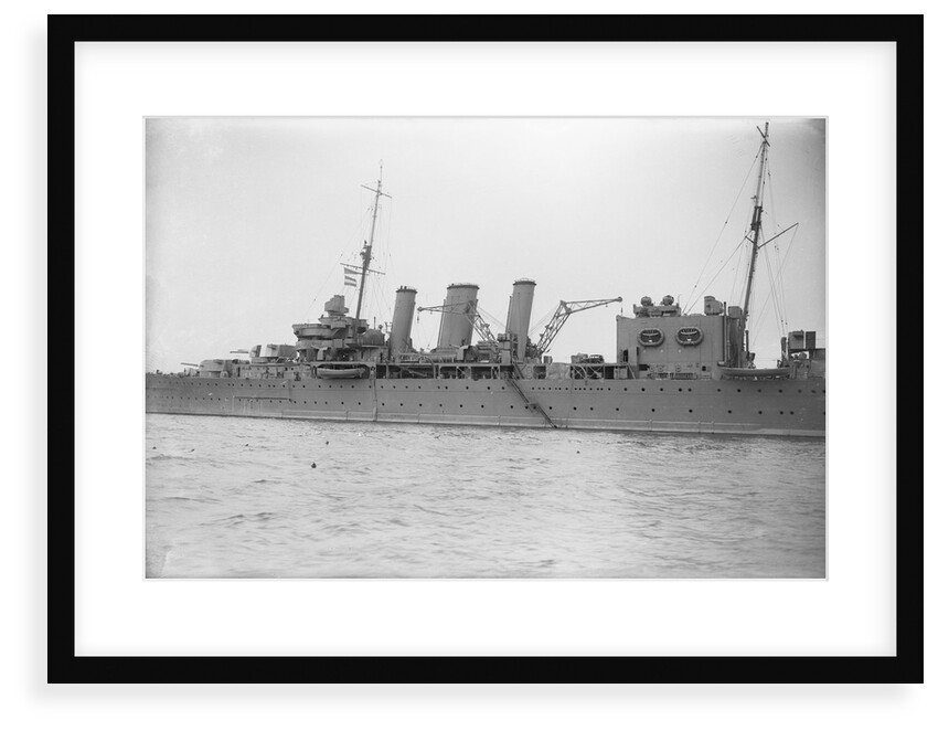 Heavy cruiser HMS 'Cornwall' (1926) close up amidships by unknown