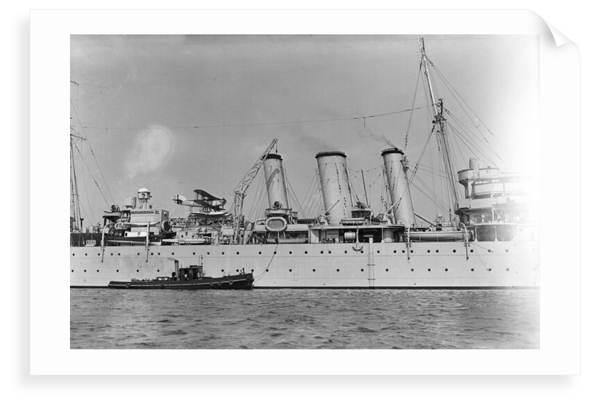 Heavy cruiser HMS 'Dorsetshire' (1929), close up amidships by unknown