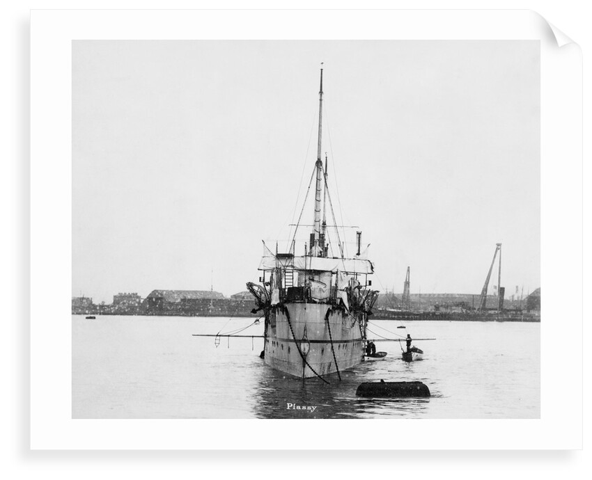 Torpedo gunboat HMS 'Plassey' (1890) anchored at Sheerness by unknown