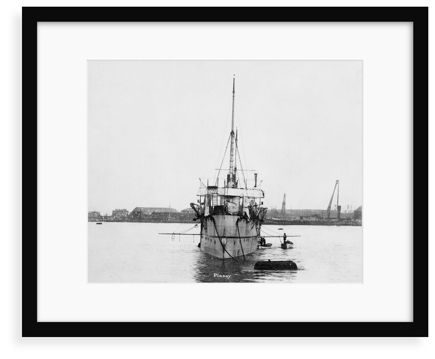 Torpedo gunboat HMS 'Plassey' (1890) anchored at Sheerness by unknown