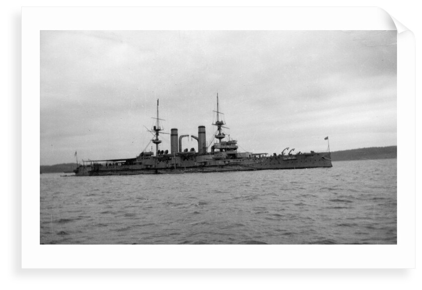 Battleship HMS 'Triumph' (1903), at anchor in the Firth of Forth by unknown