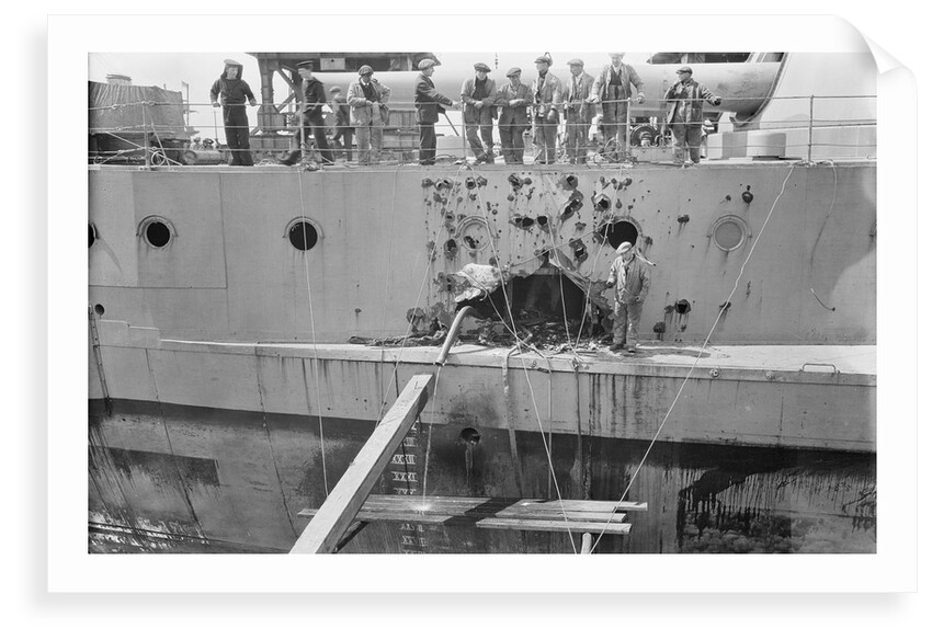 Battleship HMS 'Warspite' (1913) in No.1 Dry Dock at Rosyth by unknown