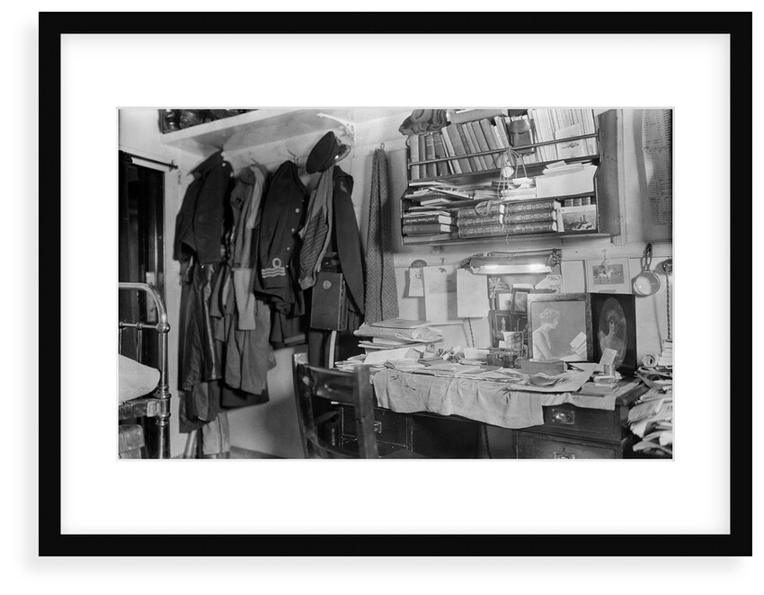 HMS 'Queen Elizabeth' (1913). The cabin of Commander the Viscount Curzon, RNVR, 12 April 1916. The First World War. by unknown
