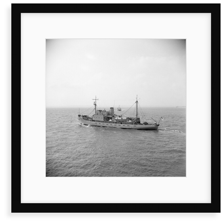 HMS 'Reclaim' (Br, 1948), under way, bound out from Portsmouth harbour, taken from Point Battery by unknown