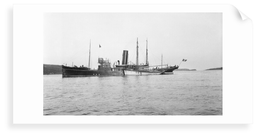 Fishery cruiser 'Muirchu' (Ih, 1908), ex 'Helga', with fishing vessels alongside by unknown