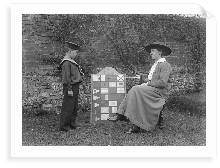 Naval Brigade member learning his signal flags by unknown