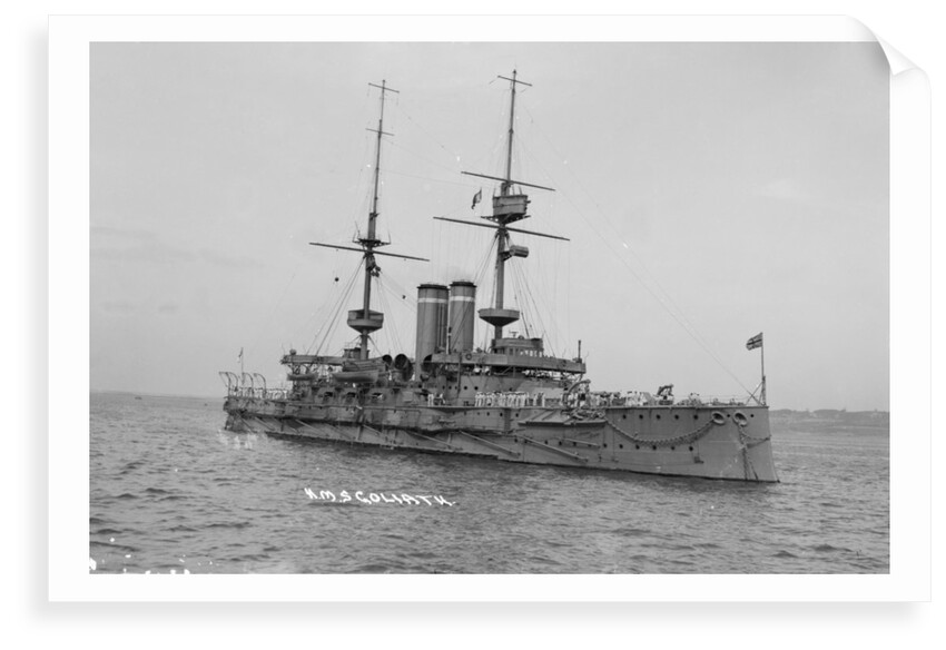 Battleship HMS 'Goliath' (1898) at anchor by unknown