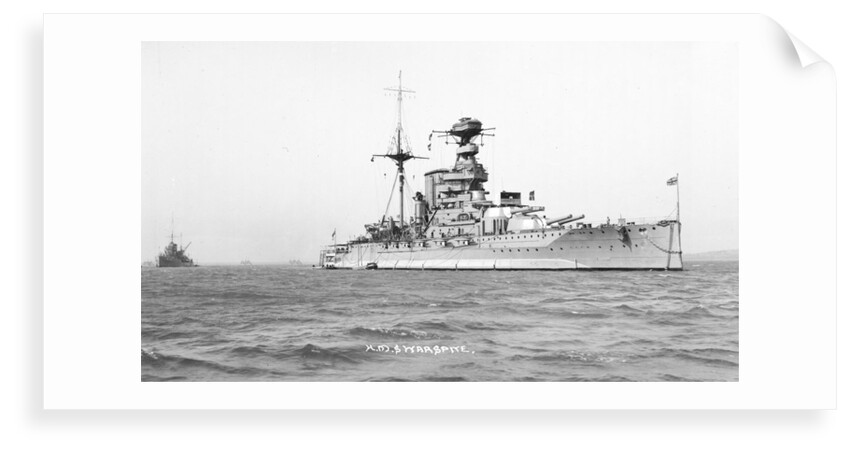 Battleship HMS 'Warspite' (1913) at anchor by unknown