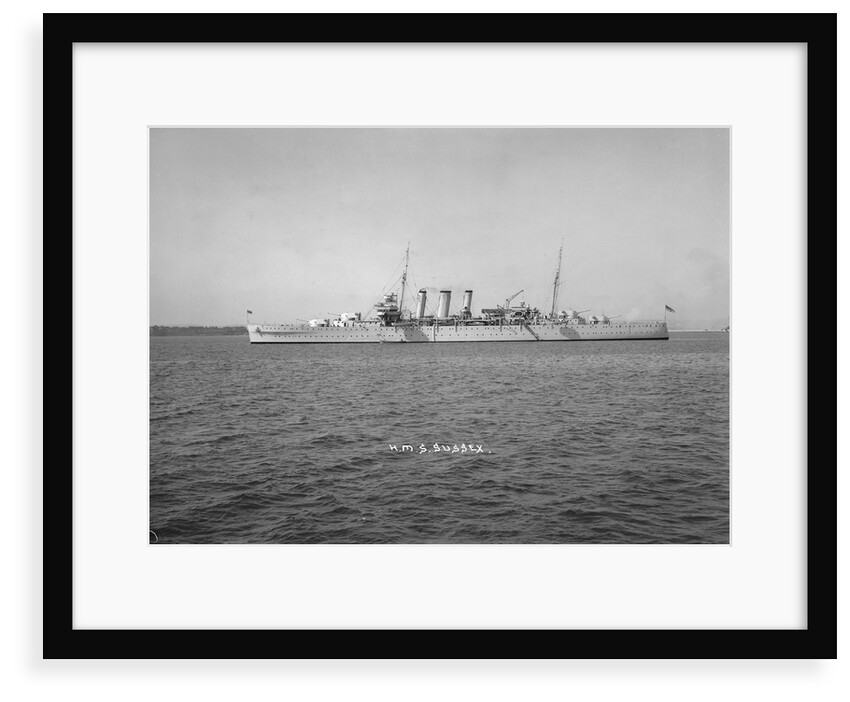 Heavy cruiser HMS 'Sussex' (1928) at anchor by unknown
