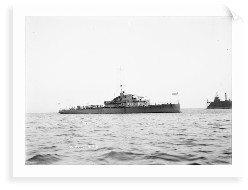 Photograph of patrol boat 'P38' (1917) at anchor at Portland 1920-1924 by unknown