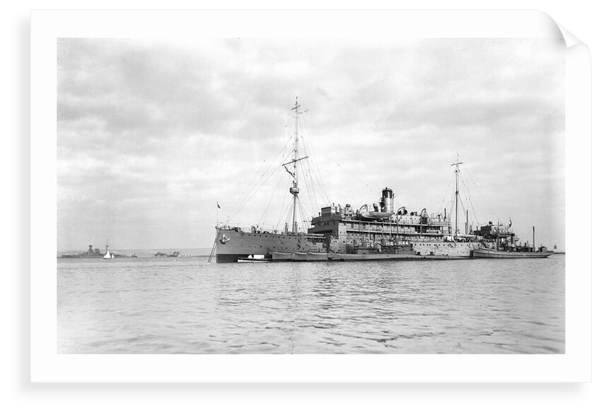 HMS 'Titania' (1915) submarine depot ship, moored at Portland by unknown