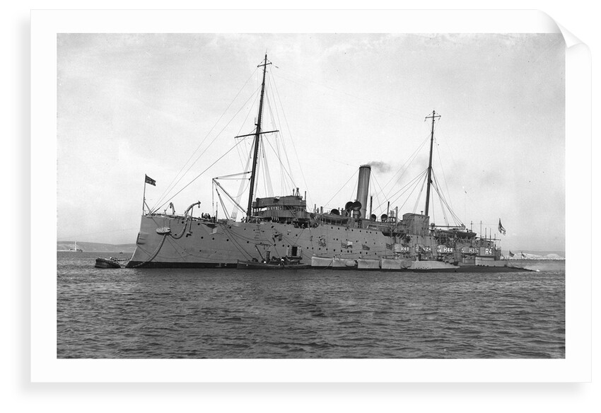 HMS 'Vulcan' (1889) submarine depot ship, moored at Portland by unknown
