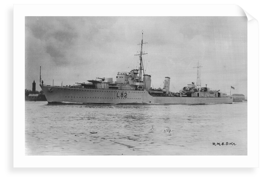 HMS 'Sikh' (1937) under way in Portsmouth Harbour by unknown