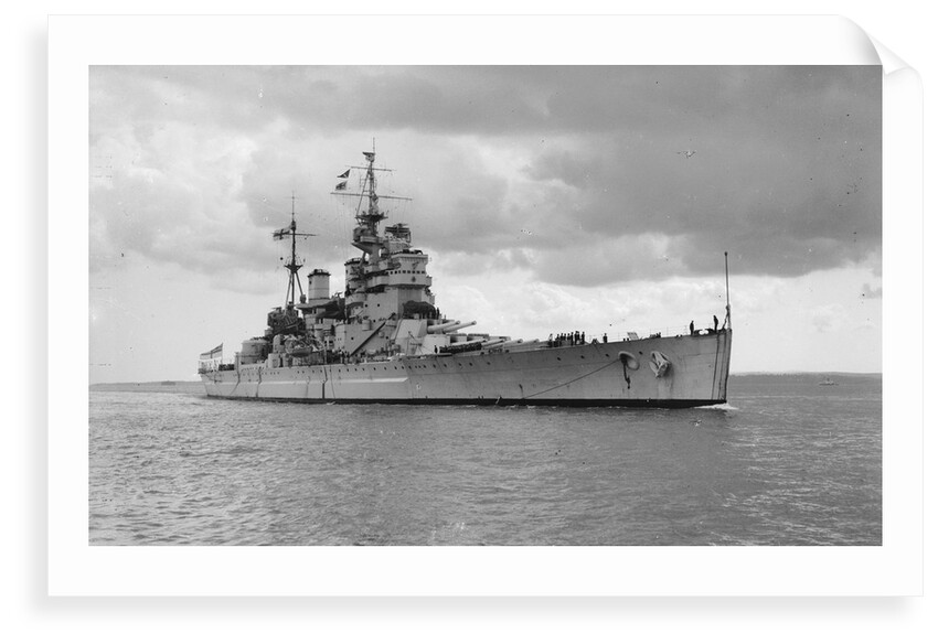 HMS 'King George V' (Br, 1939), under way, approaching Portsmouth Harbour by unknown