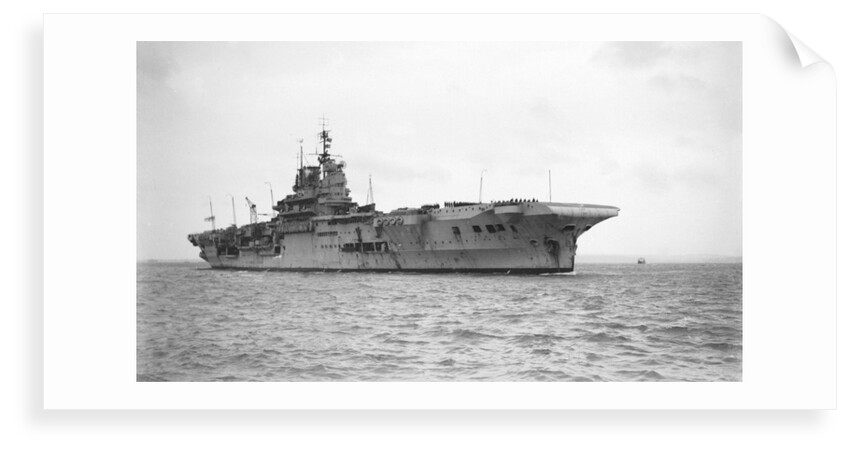 Aircraft carrier HMS 'Indomitable' (1940), under way, approaching Portsmouth harbour by Anonymous