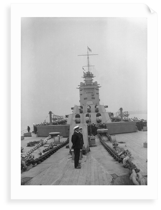 HMS 'Nelson' (1925) main battery and bridge from forecastle by unknown