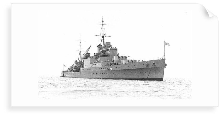 Photograph of HMS 'Sheffield' (1936) at anchor in the Solent in 1937 by unknown