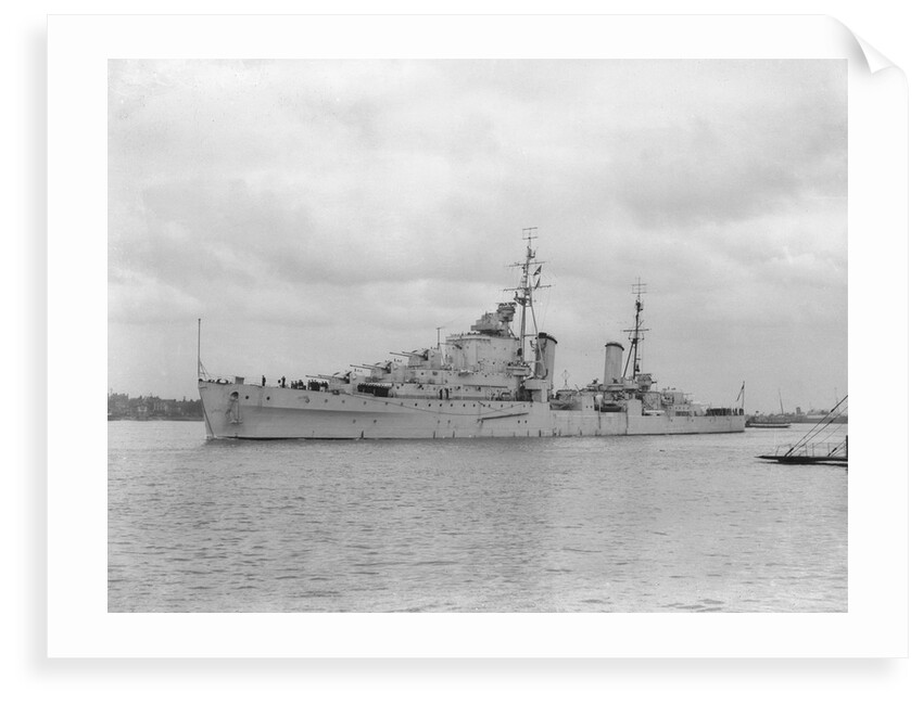 HMS 'Sirius' light cruiser (1940) under way in Portsmouth Harbour by unknown