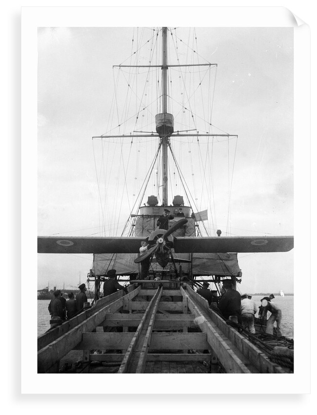 The Deperdussin Monoplane on the trial runway on board HMS 'Aurora' (1913) by Lieutenant Geoffroy William Winsmore Hooper