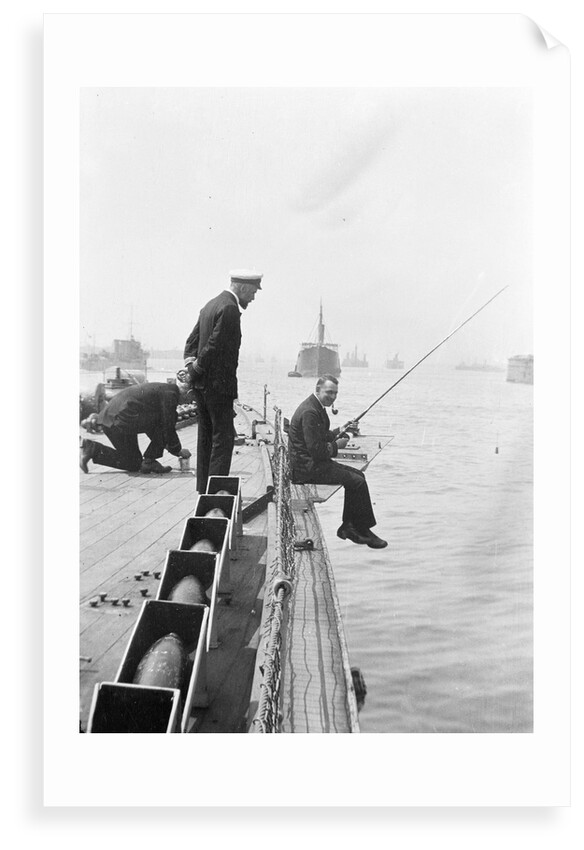 Officer fishing off light cruiser HMS 'Aurora' (1913) by unknown