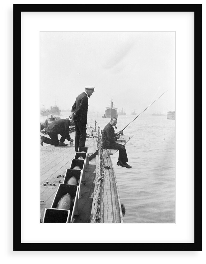 Officer fishing off light cruiser HMS 'Aurora' (1913) by unknown