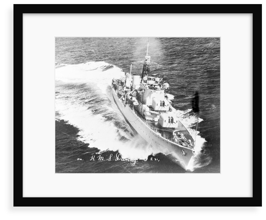 Destroyer HMS 'Daring' (1949) turning to starboard at high speed by unknown