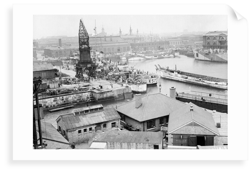 Portsmouth, Hampshire on 26th May 1944, looking south west across No.2 Basin in the dockyard by unknown