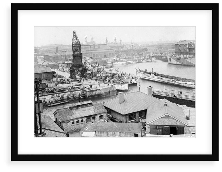 Portsmouth, Hampshire on 26th May 1944, looking south west across No.2 Basin in the dockyard by unknown