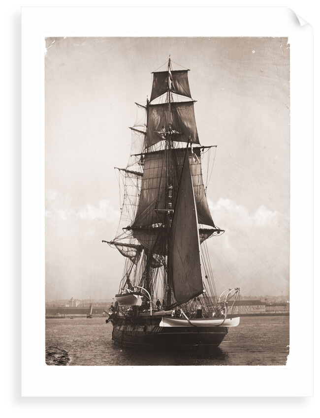 A port view of 'Nautilus' bearing up to her anchorage in Plymouth Sound 1895-1905 by unknown