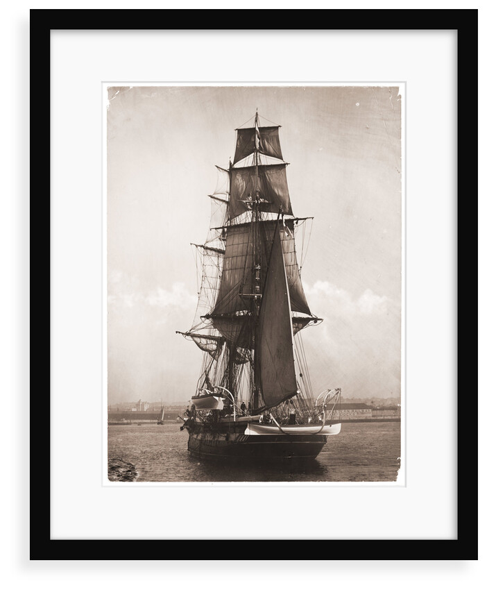 A port view of 'Nautilus' bearing up to her anchorage in Plymouth Sound 1895-1905 by unknown